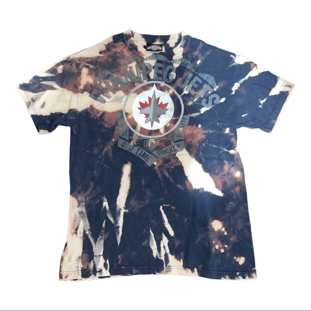 Repurposed bleached tee Winnipeg Jets Hockey